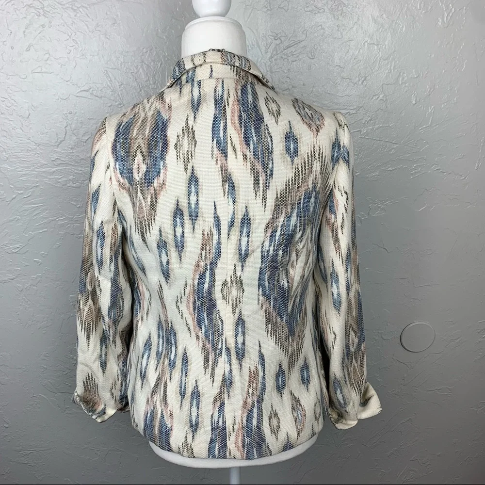Chico’s Aztec Boho Western woven ikat open front Blazer 0 or Sm - Picture 5 of 9